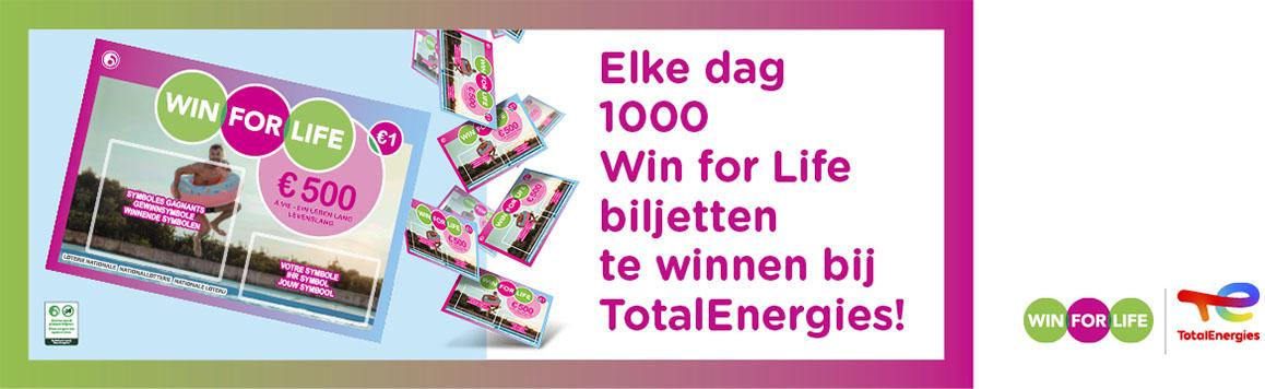 Elke dag 1000 Win for Life biljetten te winnen bij TotalEnergies !